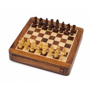 Wooden chessboard with drawer