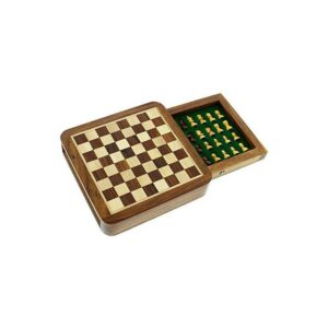 coffret d'échecs magnétique à tiroir en bois d'acacia