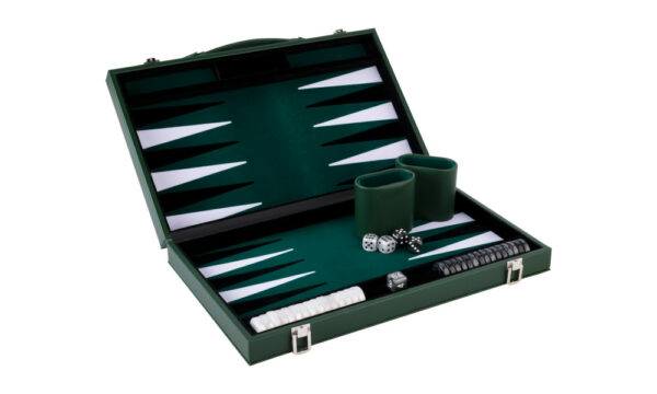 backgammon simili cuir vert