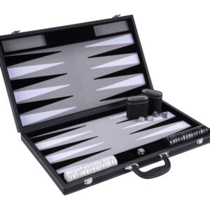 backgammon grey-black leatherette finish (tournament size)