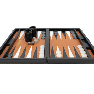 backgammon black italian leather