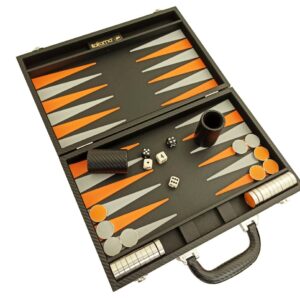 Backgammon Cuir Noir/Orange