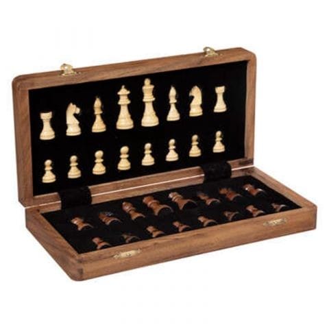 Coffret d'échecs magnétique en acacia