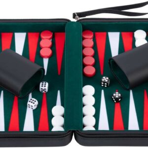 Backgammon de voyage intérieur velour vert